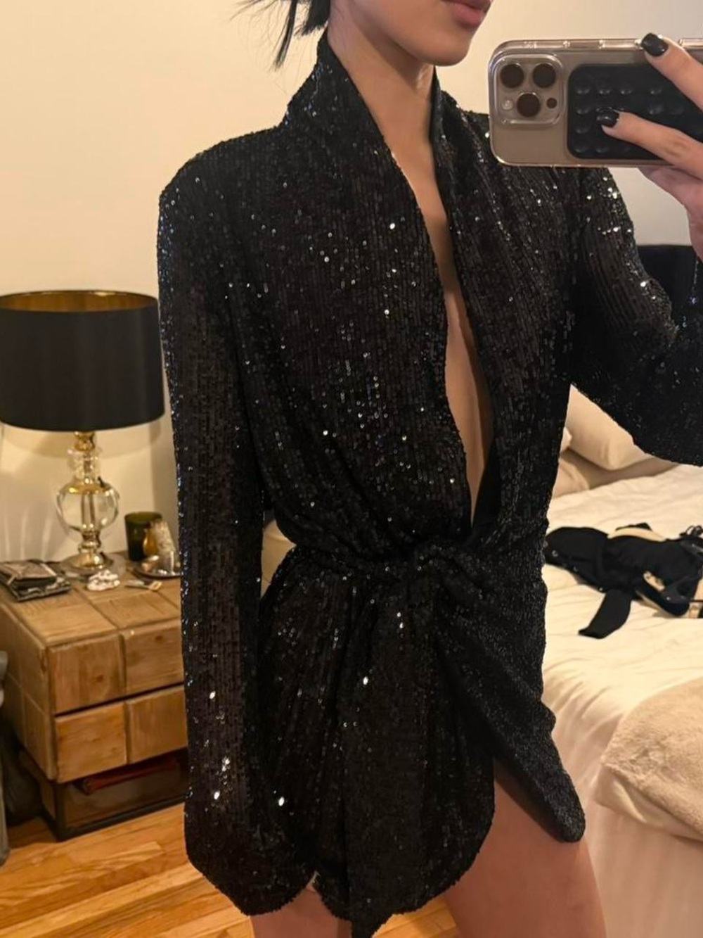 Zara Black Sequin Mini Dress